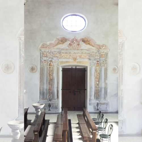 Polcenigo santuario santissima trinità affreschi porte laterali